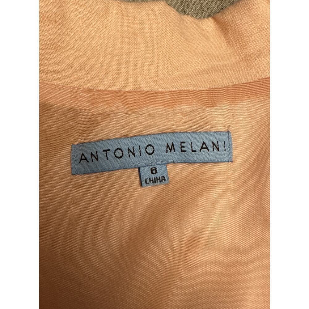 ANTONIO MELANI Bolero Jacket Womens Size 6 Linen Lined Pleated Cropped - Picture 3 of 12